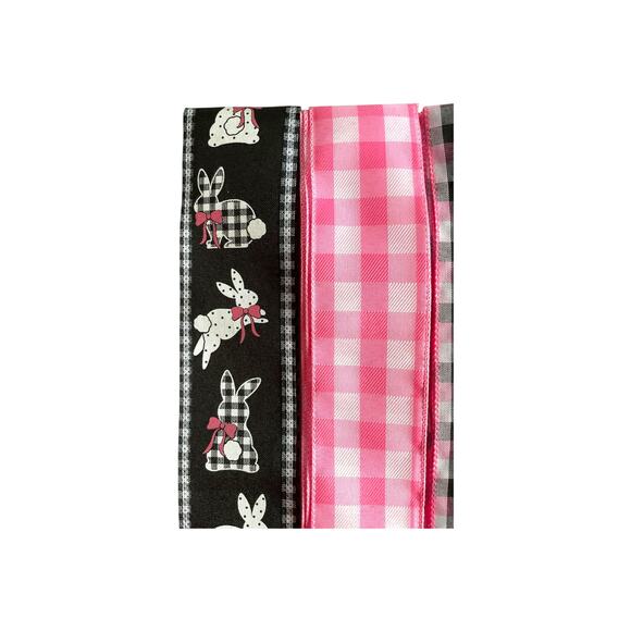 Pink Bunny Gnome DIY Easter Wreath Making Kit, Spring Rabbit Ribbon Bundle Set - Picture 4 of 5